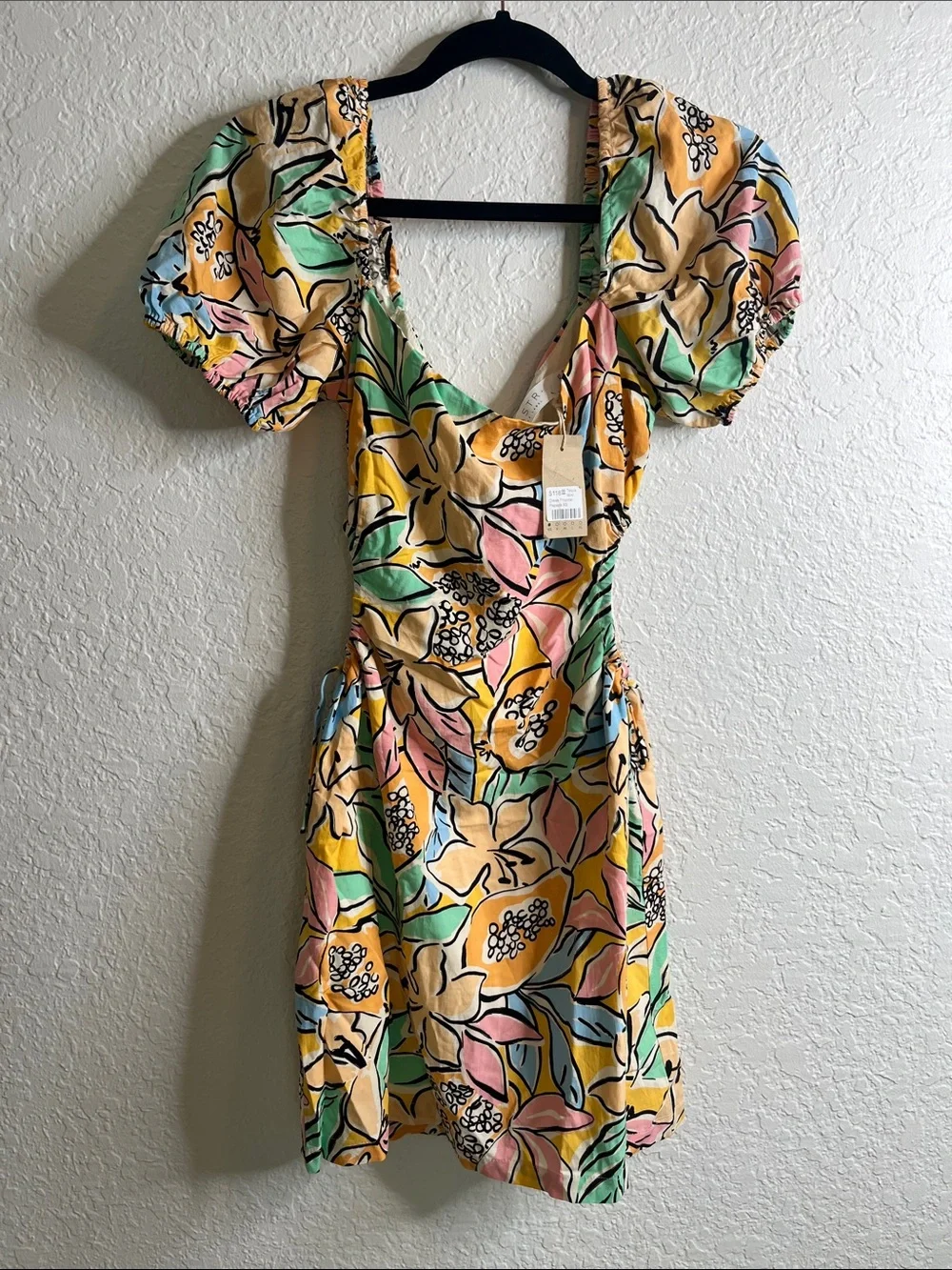 NWT ASTR Talula Tropical Print Puff Sleeve Mini Dress Sz XS
